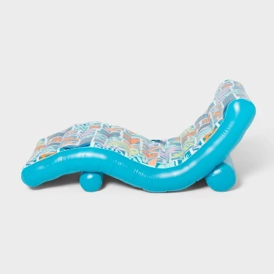 Inflatable Chaise Lounger Float - Sun Squad™ Blue 2 Inflatable Chaise Lounger Float - Sun Squad™ Blue - Image 2