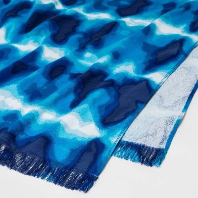 Oversized Tie-Dye Beach Towel Navy Blue - Sun Squad™ 1 Oversized Tie-Dye Beach Towel Navy Blue - Sun Squad™