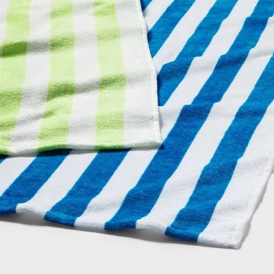 2pk Striped Beach Towels Blue/Green - Sun Squad™ 2 2pk Striped Beach Towels Blue/Green - Sun Squad™ - Image 2