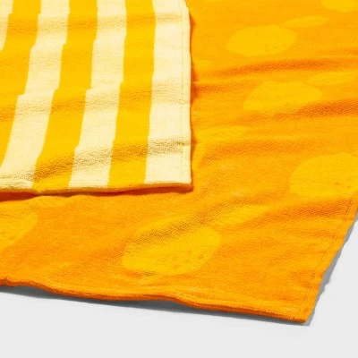 2pk Striped Beach Towels Orange - Sun Squad™ 2 2pk Striped Beach Towels Orange - Sun Squad™ - Image 2