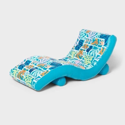 Inflatable Chaise Lounger Float - Sun Squad™ Blue 5 Inflatable Chaise Lounger Float - Sun Squad™ Blue - Image 5