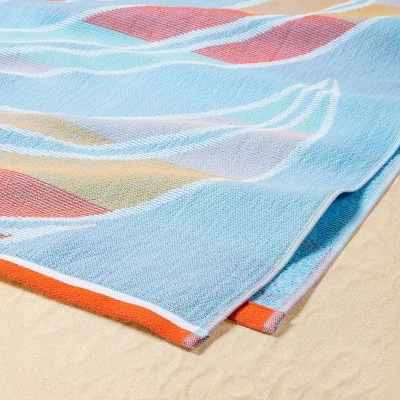 Palm Leaf Print Sand Resist Beach Towel - Sun Squad™ 1 Palm Leaf Print Sand Resist Beach Towel - Sun Squad™
