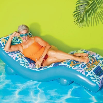 Inflatable Chaise Lounger Float - Sun Squad™ Blue 1 Inflatable Chaise Lounger Float - Sun Squad™ Blue
