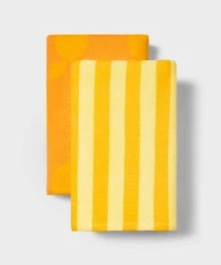 2pk Striped Beach Towels Orange - Sun Squad™