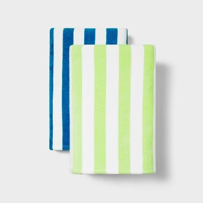 2pk Striped Beach Towels Blue/Green - Sun Squad™ 1 2pk Striped Beach Towels Blue/Green - Sun Squad™