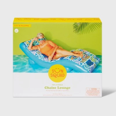 Inflatable Chaise Lounger Float - Sun Squad™ Blue 4 Inflatable Chaise Lounger Float - Sun Squad™ Blue - Image 4